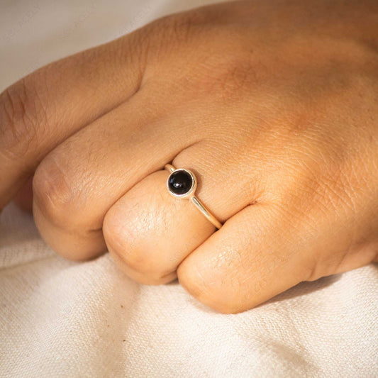 925 sterling silver black tourmaline ring