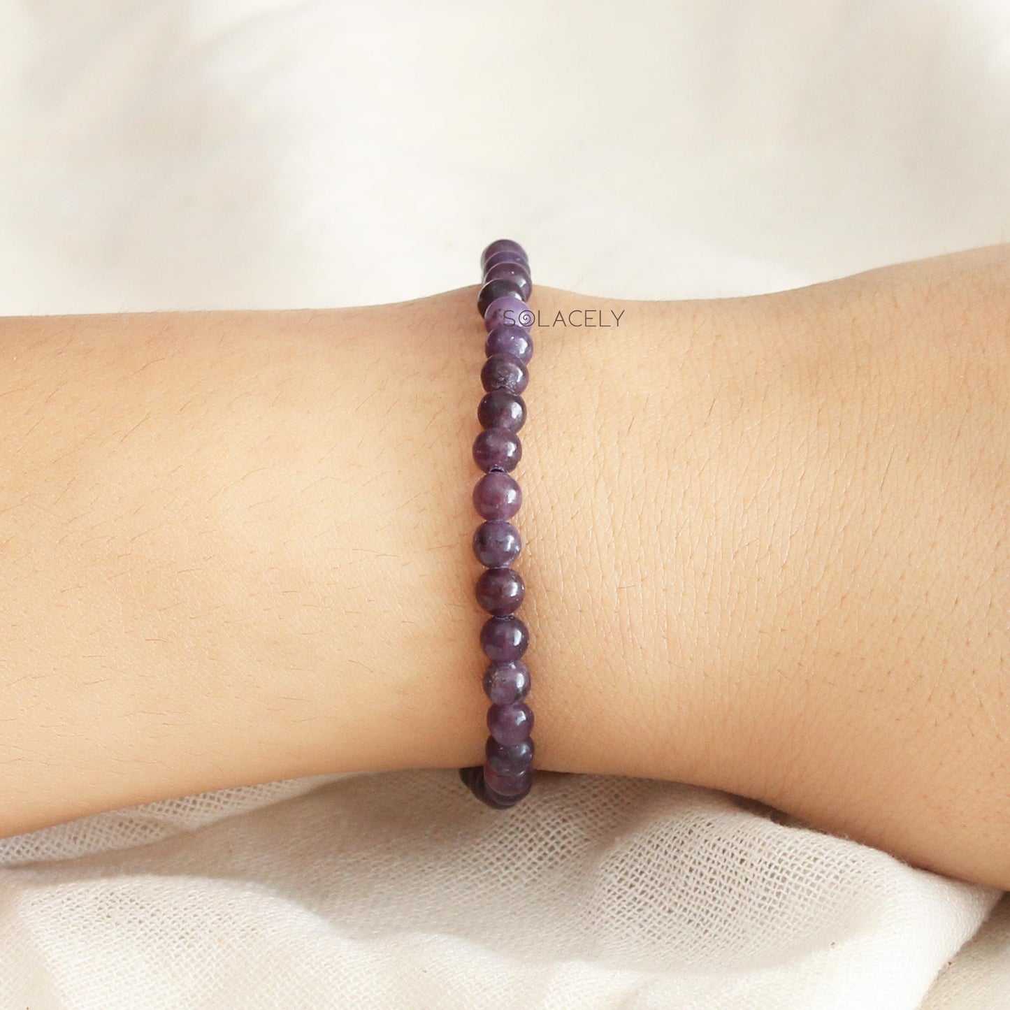 Lepidolite 4mm Beaded Bracelet