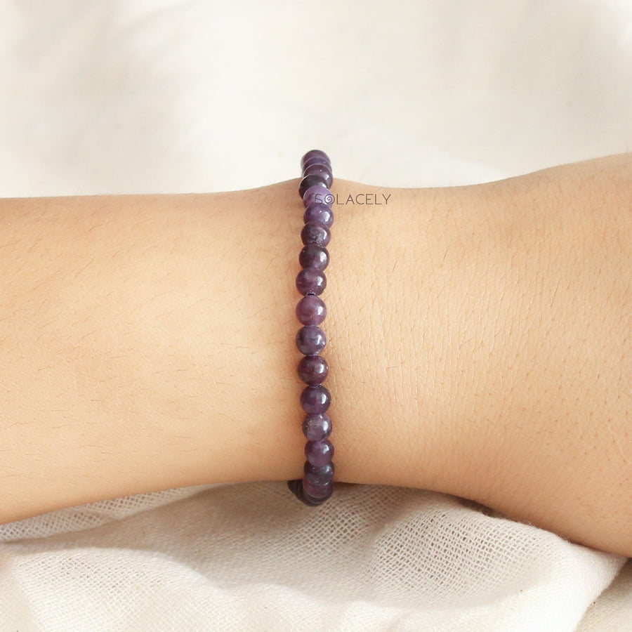 Lepidolite 4mm Beaded Bracelet
