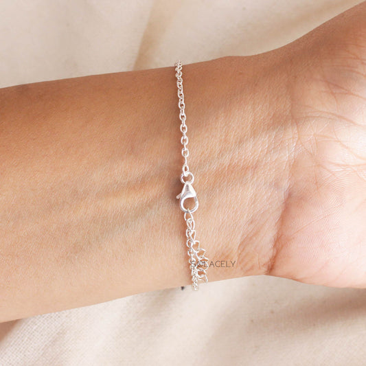 Sterling Silver Crystal Chip Adjustable Bracelet