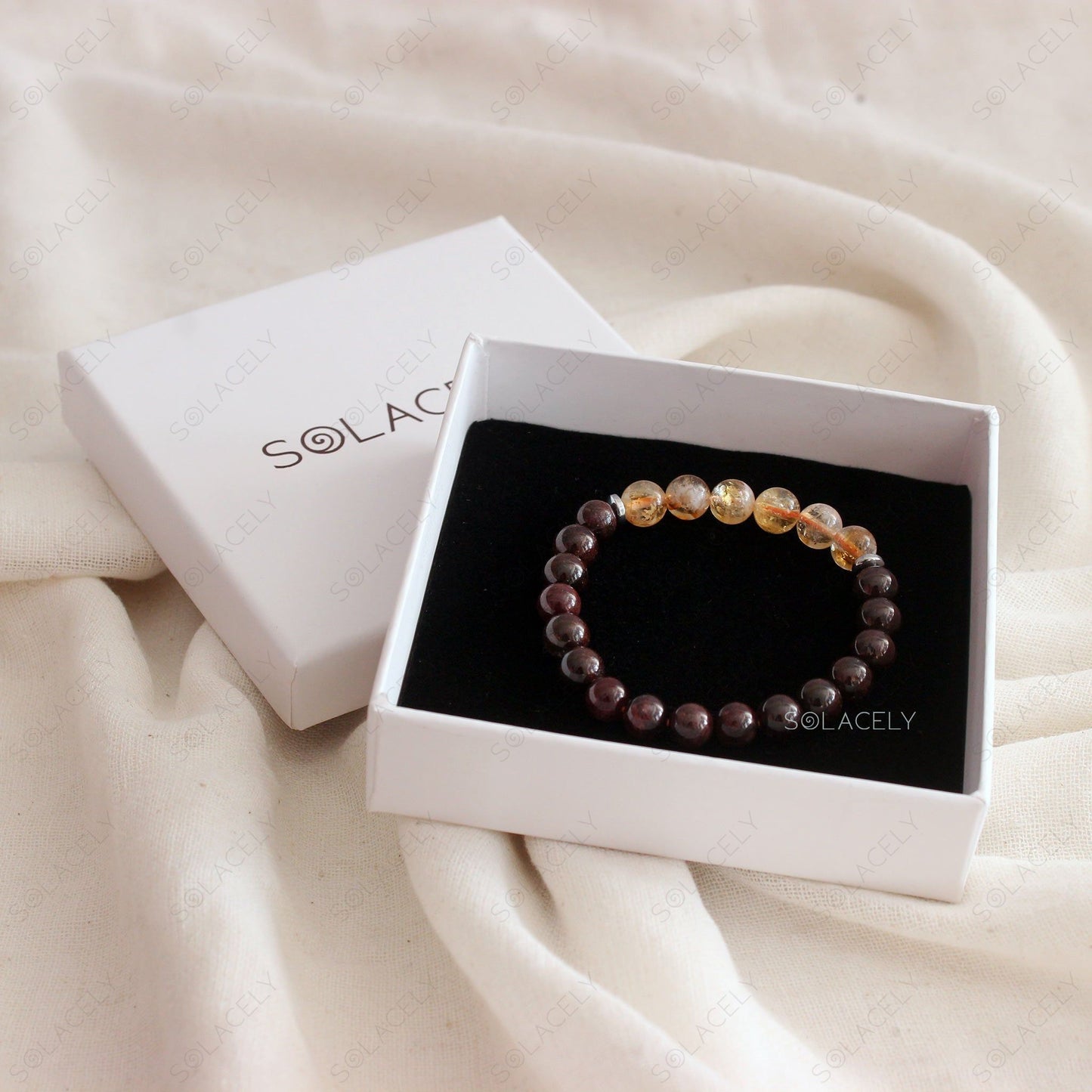 Citrine and Red Garnet Crystal Bracelet