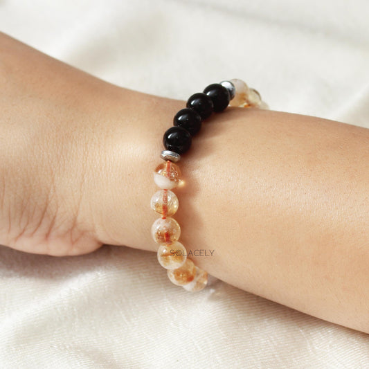 Black tourmaline and citrine bracelet