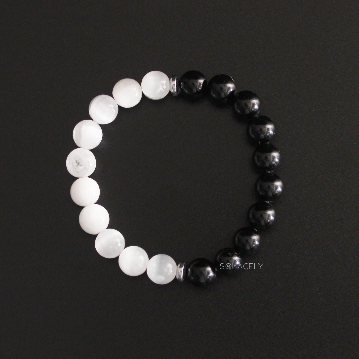 Selenite black tourmaline protection bracelets