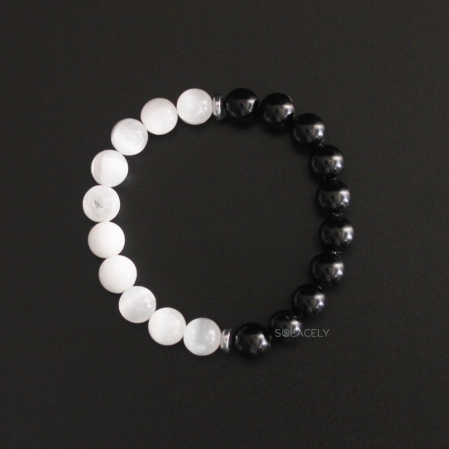 Selenite black tourmaline protection bracelets