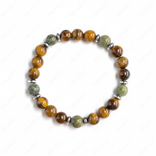 Tiger’s Eye and African Turquoise Bracelet for Men