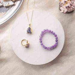 amethyst bracelet, amethyst ring and amethyst pendant rakhi gift hamper for sister