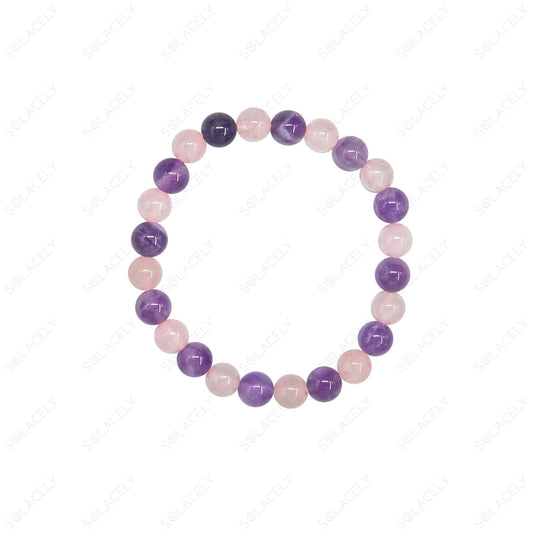 8 mm beaded rose quartz and amethyst bracelet