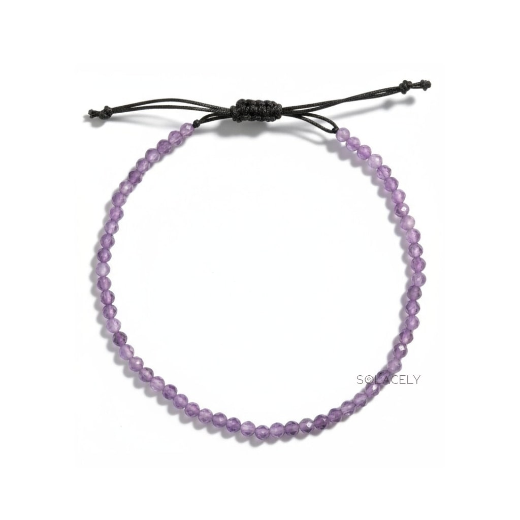 Amethyst Anklet with 4mm Faceted Beads