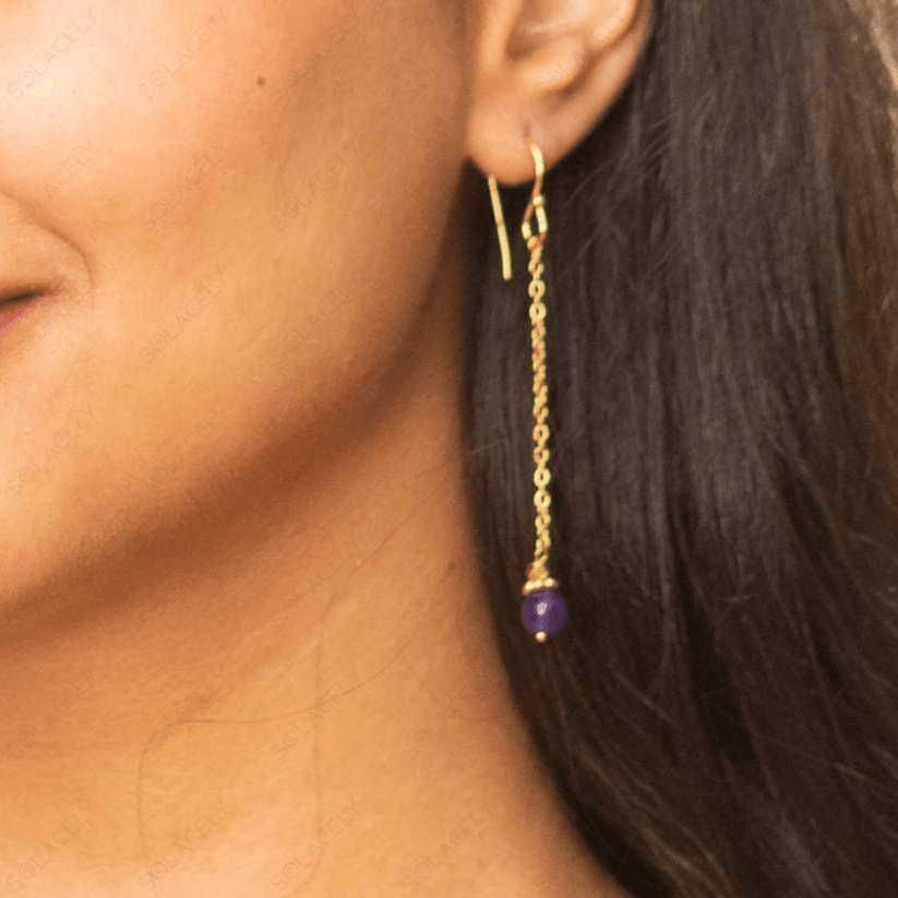 amethyst necklace gold plated earring set