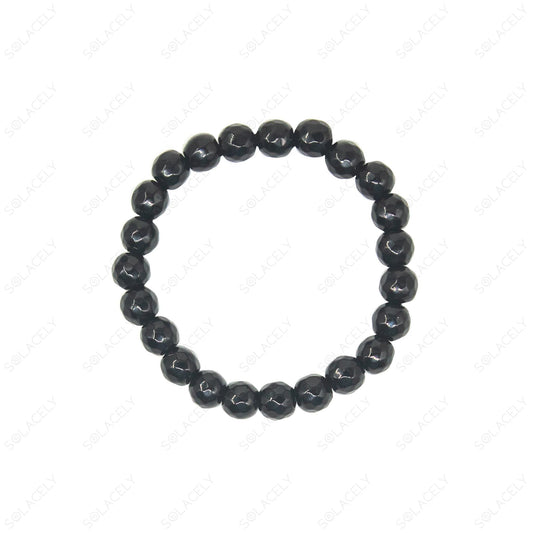 black obsidian faceted bracelet 8mm natural beads