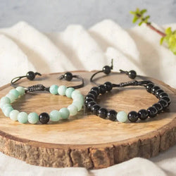 amazonite and tourmaline couple bracelets
