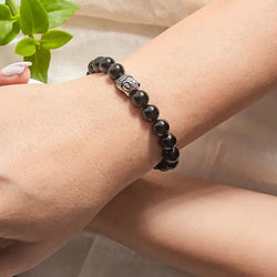 Black Tourmaline With Buddha Charm 8mm beads Bracelet
