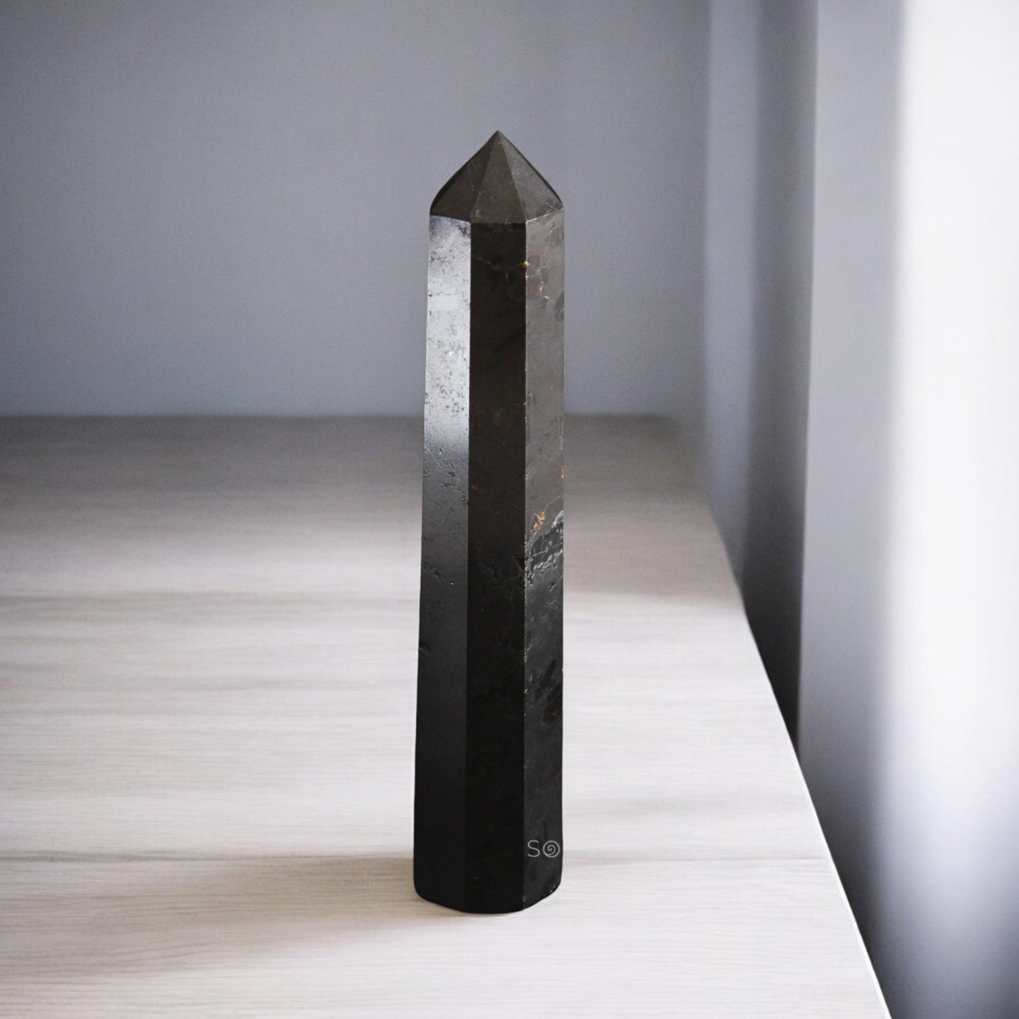 Natural Black Tourmaline Crystal Tower