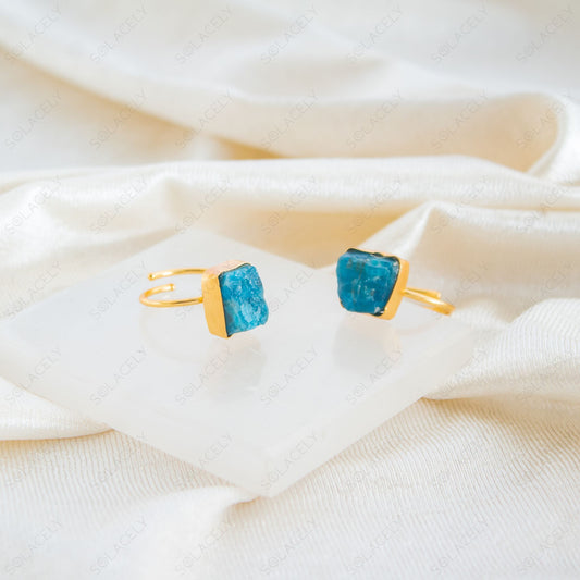 raw blue apatite ring