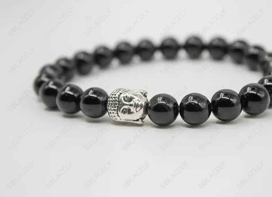 Spiritual Black Tourmaline with buddha charms bracelet