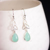 celtic aqua chalcedony drop earrings sterling silver