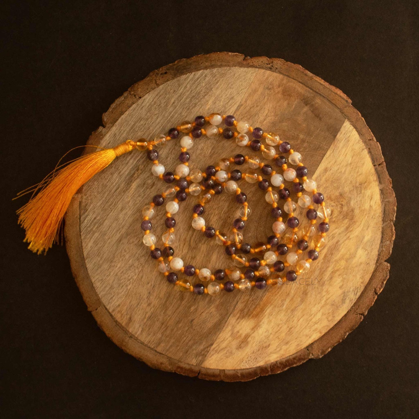 citrine and amethyst japmala with guru bead