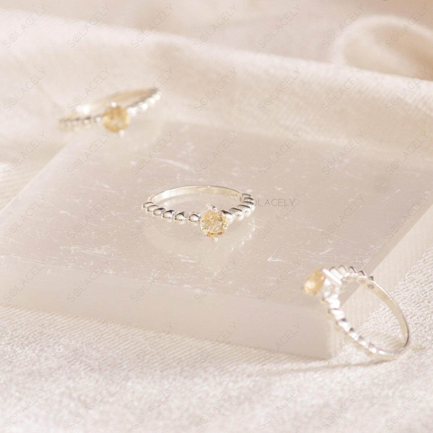 citrine faceted sterling silver ring