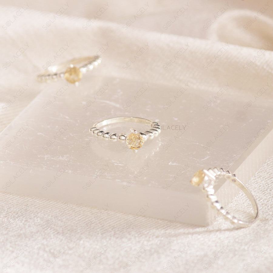 citrine faceted sterling silver ring