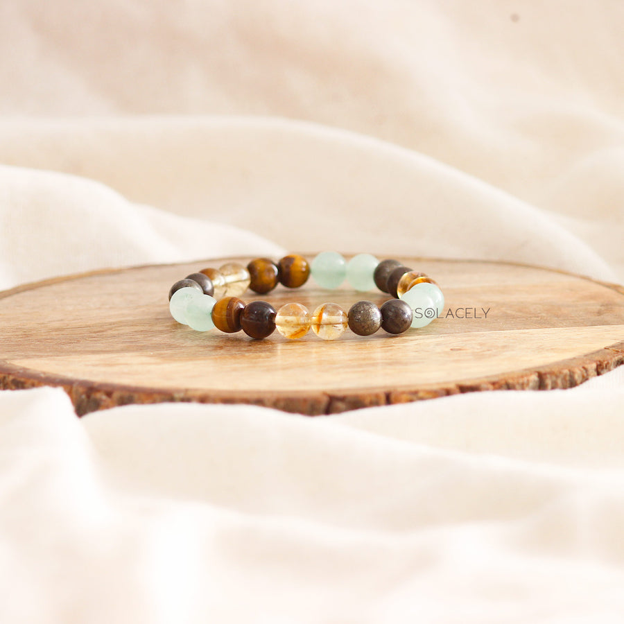 citrine, pyrite, green aventurine, and tigers eye Stretchable Bracelet