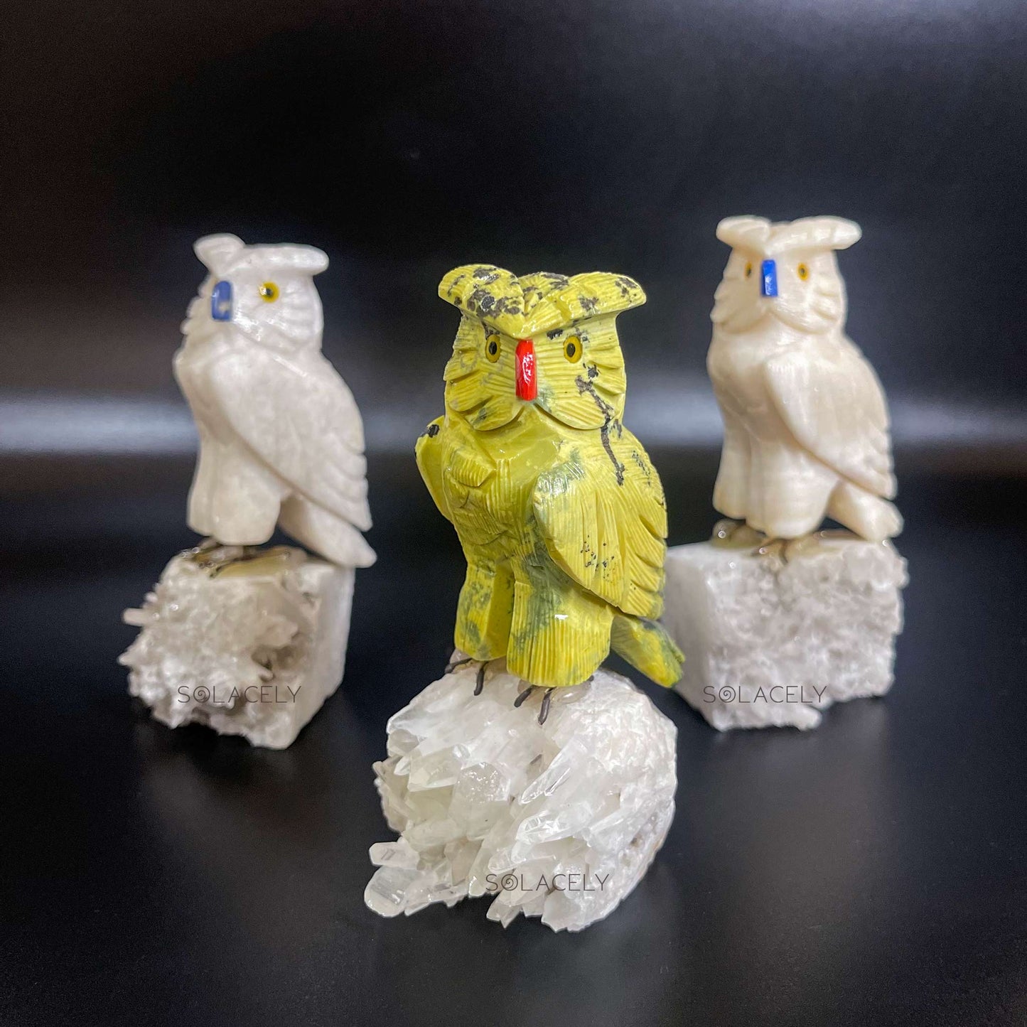 Crystal owl on crystal base