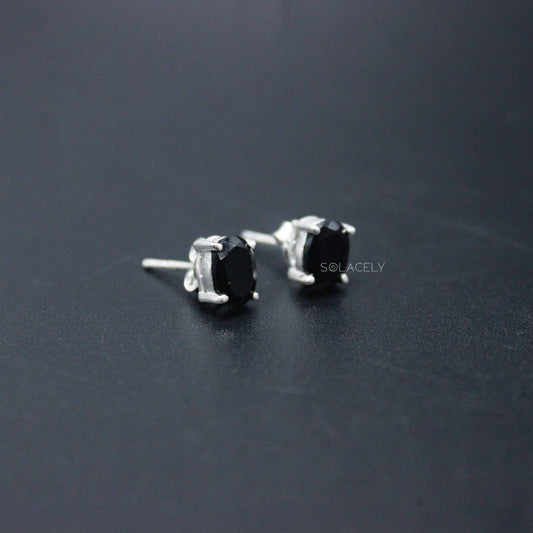 Black Onyx silver stud earrings