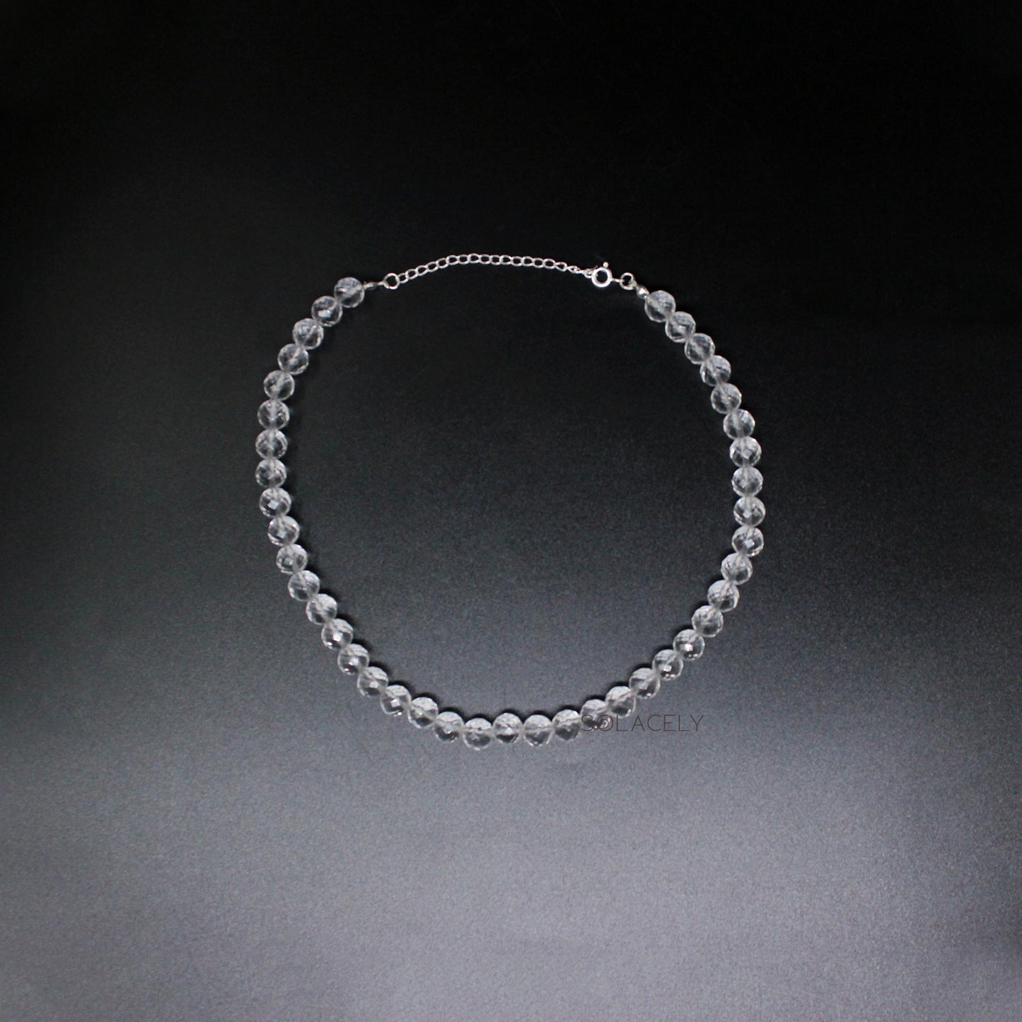 faceted clear quartz beaded necklace