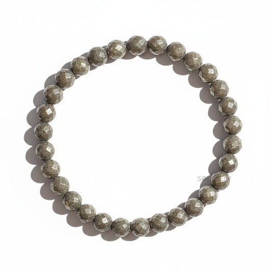 Pyrite Faceted Crystal Bracelet - 6mm Beads