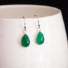 green onyx sterling silver drop earrings