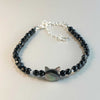 Mystic cat Black tourmaline hematite bead bracelet