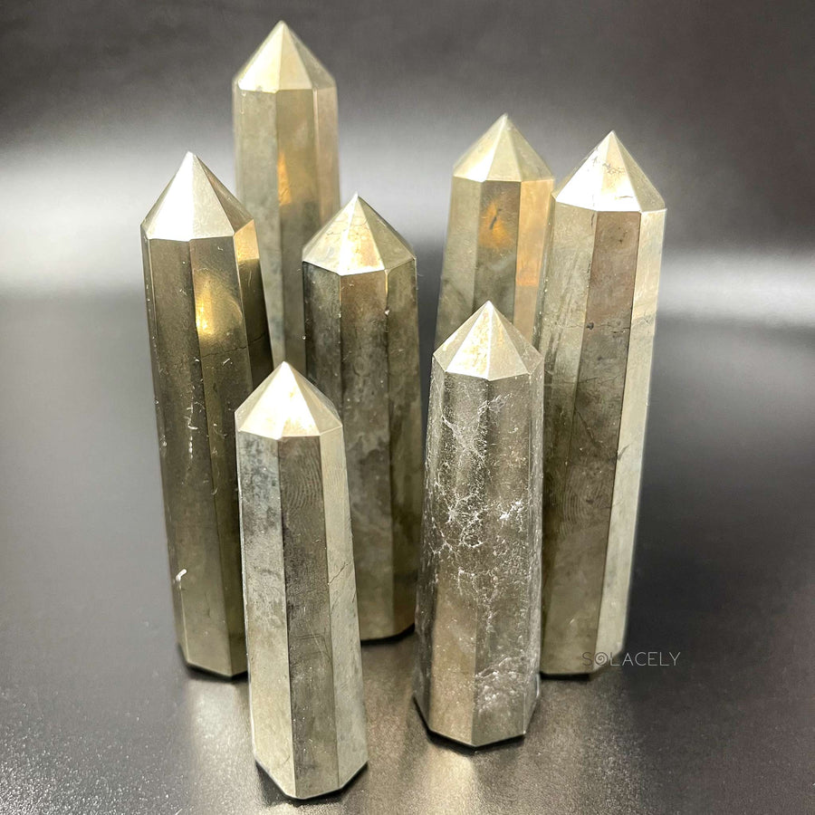 Natural pyrite crystal healing wand