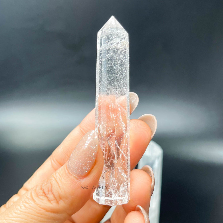 Natural quartz gemstone crystal wand