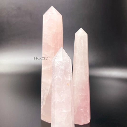 Natural rose quartz crystal tower