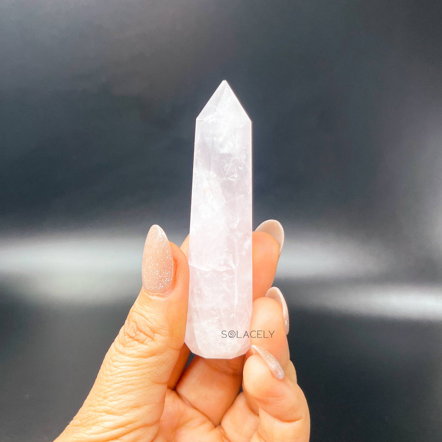Natural rose quartz healing wand