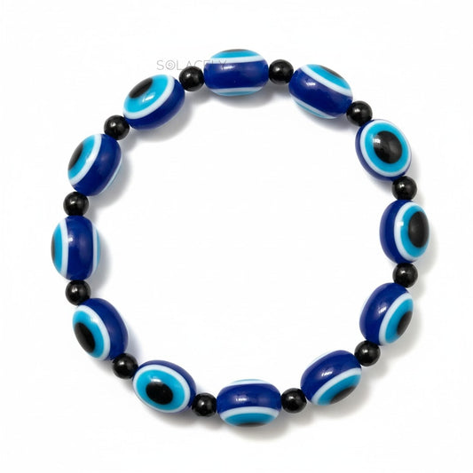 Oval Evil Eye and Black Tourmaline Bracelet