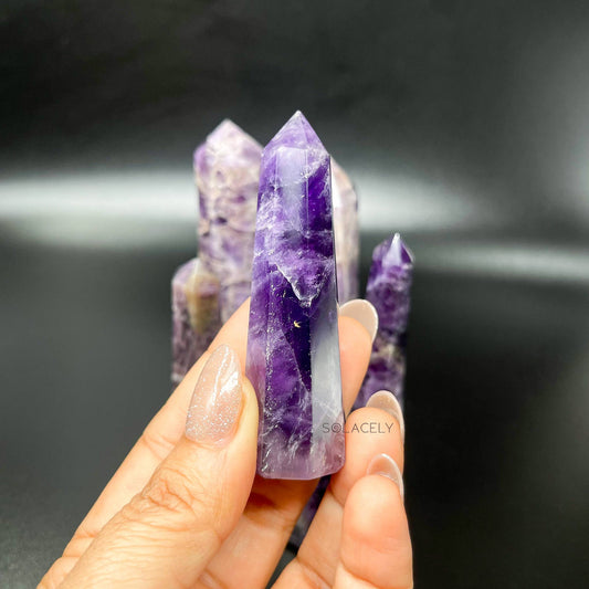 polished amethyst crystal wandtower