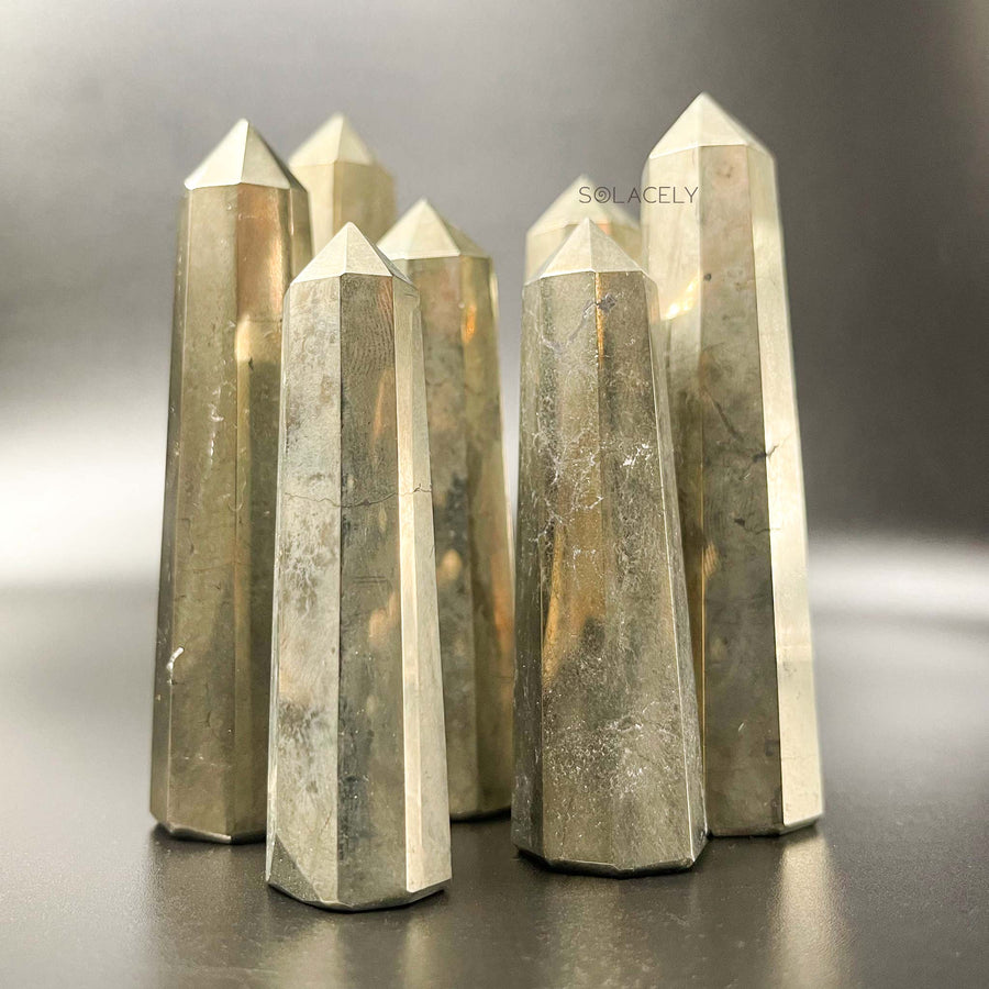 Pyrite gemstone spiritual healing tower