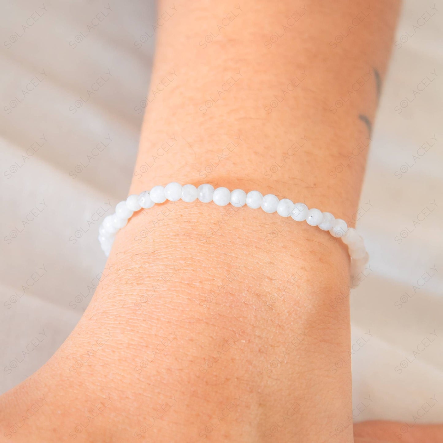 rainbow moonstone 4mm bead bracelet for better sleep