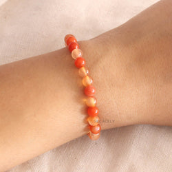 Red Carnelian Crystal 6mm Beads Bracelet