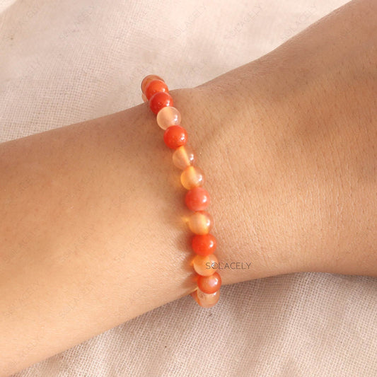 Red Carnelian Crystal 6mm Beads Bracelet