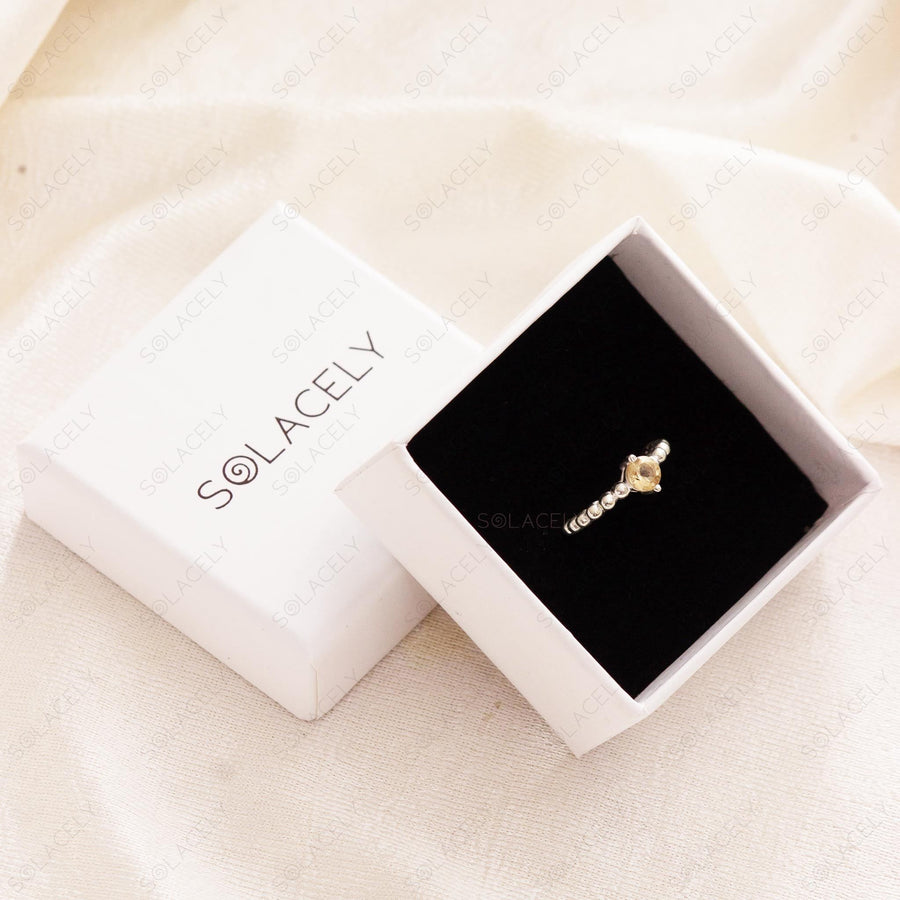 ring faceted citrine sterling silver