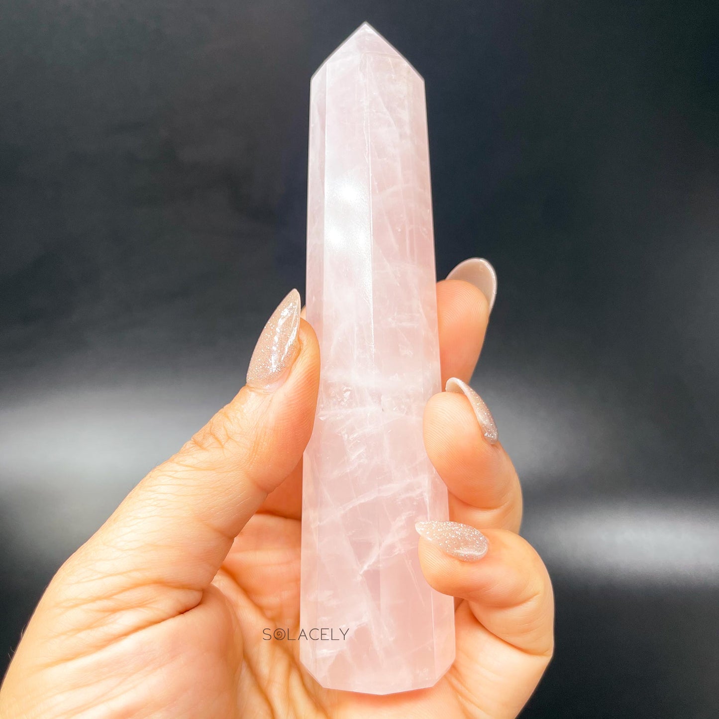 Rose quartz healing crystal wand