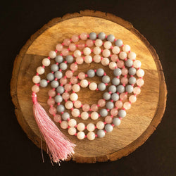 rose quartz moonstone angelite 8mm beads japmala