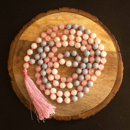rose quartz moonstone angelite 8mm beads japmala
