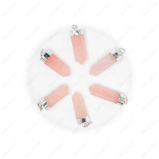 rose quartz pencil pendant