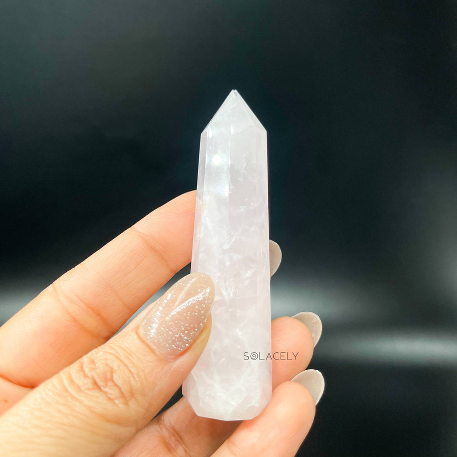Rose quartz polished crystal tower