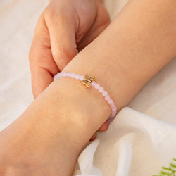 rose quartz bracelet 4mm butterfly charm
