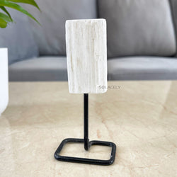 selenite decor on stand