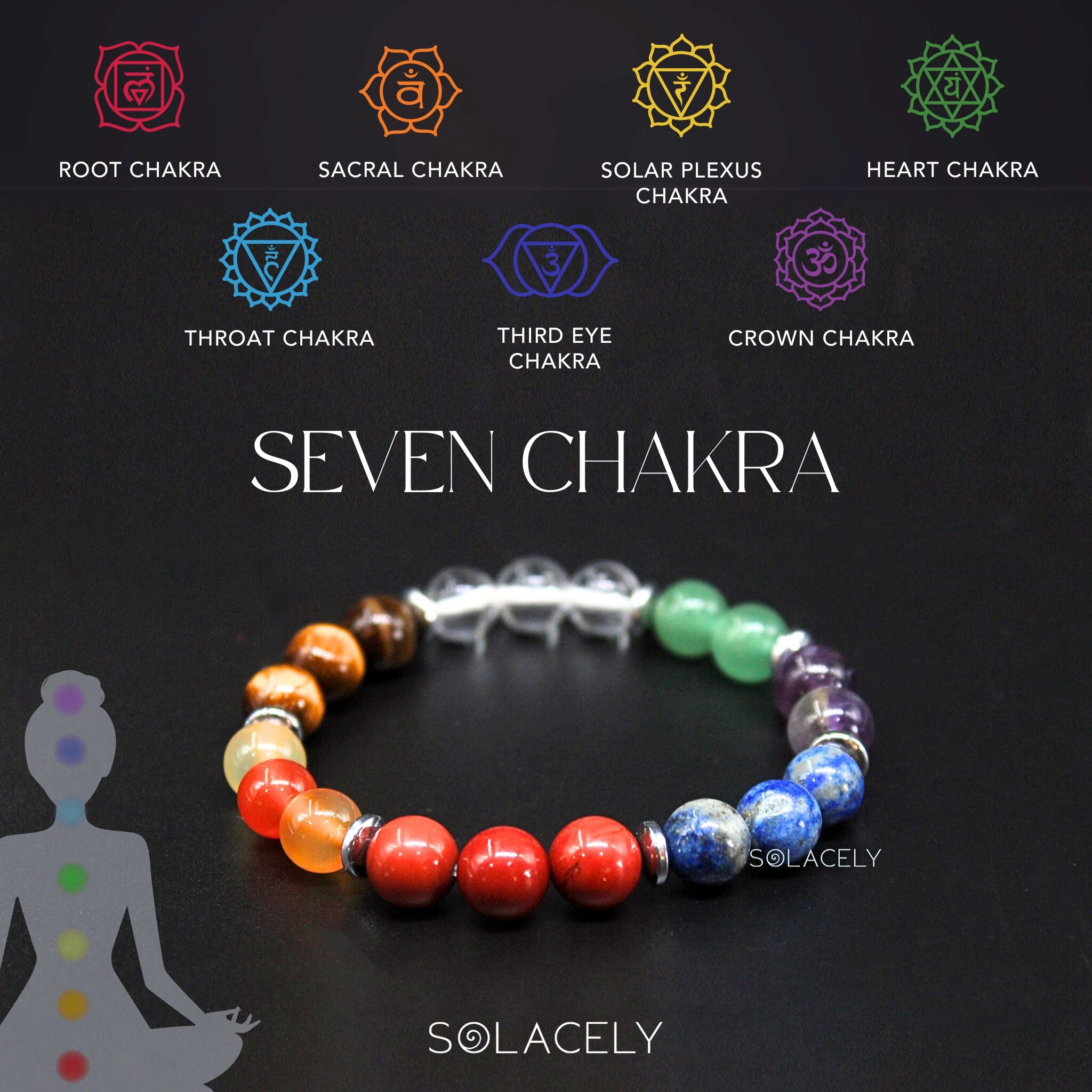 Crystal Beaded Seven Chakra Bracelet for Women