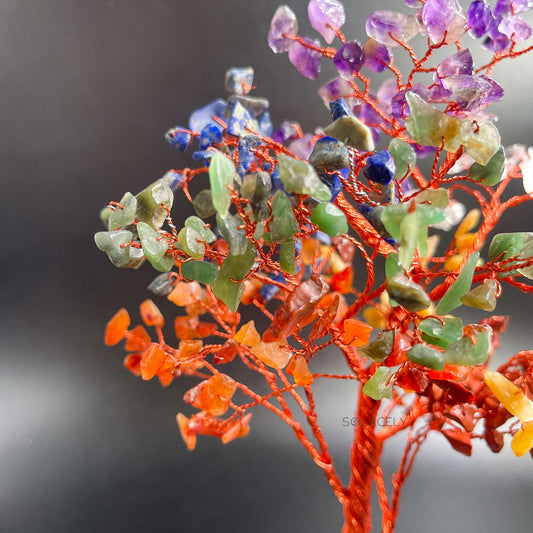 Seven chakra crystal tree